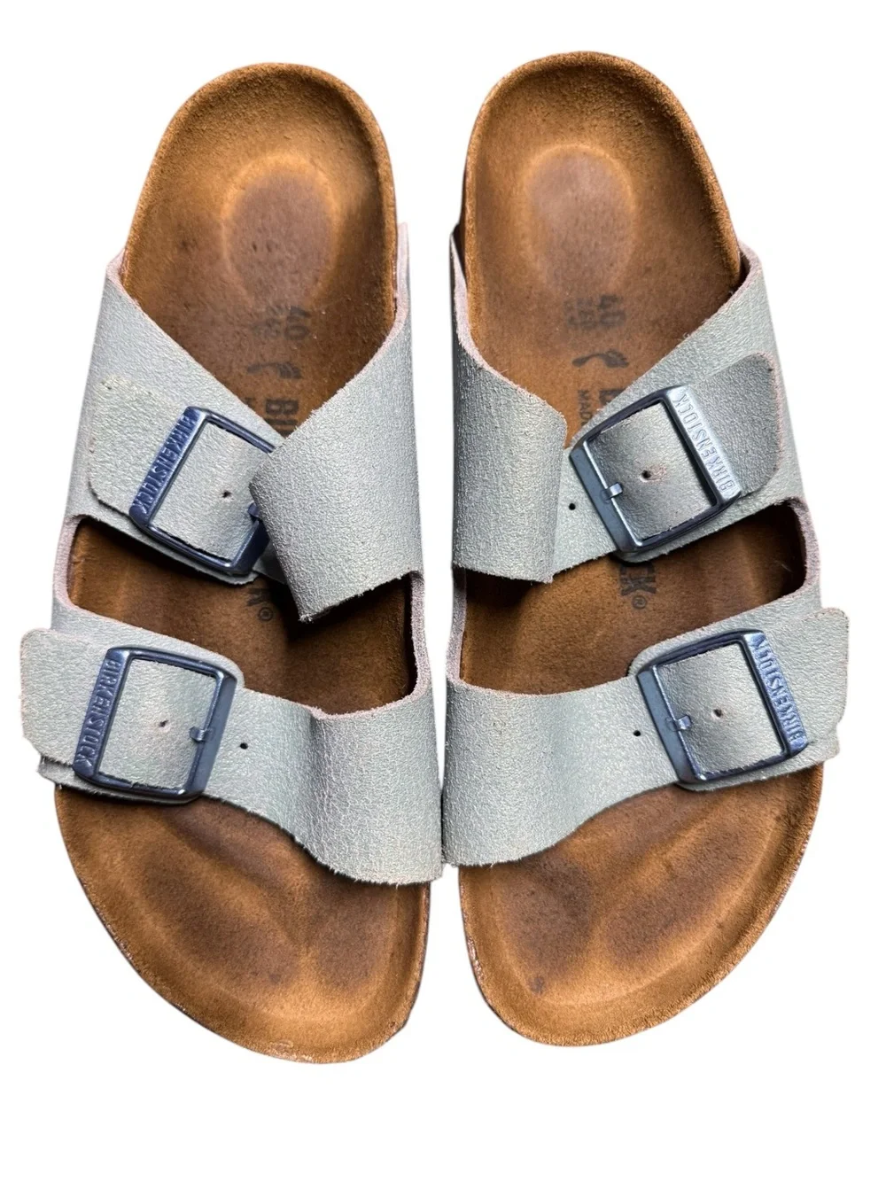Birkenstock Arizona Washed Metallic Mineral Size 40 US Womens 9 Leather Sandals